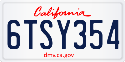 CA license plate 6TSY354