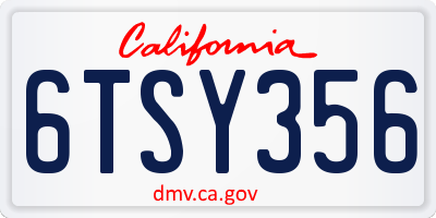 CA license plate 6TSY356