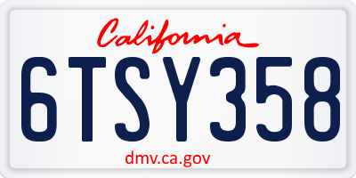 CA license plate 6TSY358
