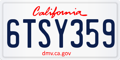 CA license plate 6TSY359