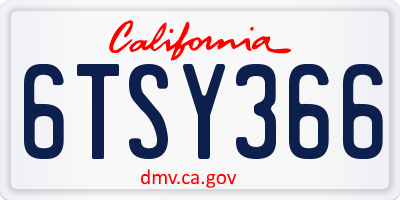 CA license plate 6TSY366
