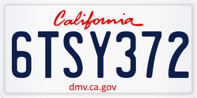 CA license plate 6TSY372
