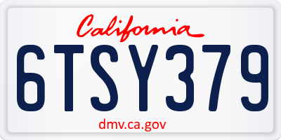 CA license plate 6TSY379