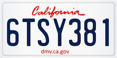 CA license plate 6TSY381