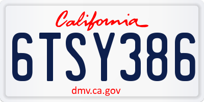 CA license plate 6TSY386