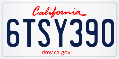 CA license plate 6TSY390