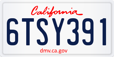 CA license plate 6TSY391