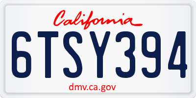 CA license plate 6TSY394