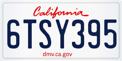 CA license plate 6TSY395