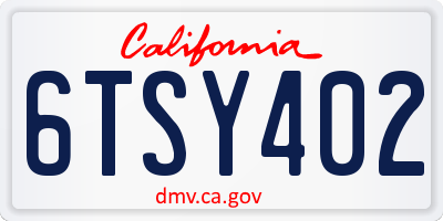 CA license plate 6TSY402