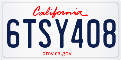 CA license plate 6TSY408
