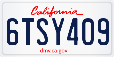 CA license plate 6TSY409