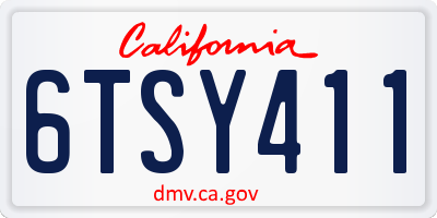 CA license plate 6TSY411