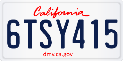 CA license plate 6TSY415