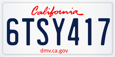 CA license plate 6TSY417
