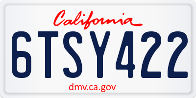 CA license plate 6TSY422