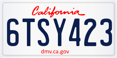 CA license plate 6TSY423