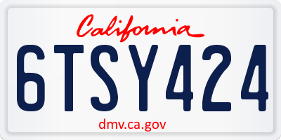 CA license plate 6TSY424