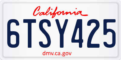 CA license plate 6TSY425