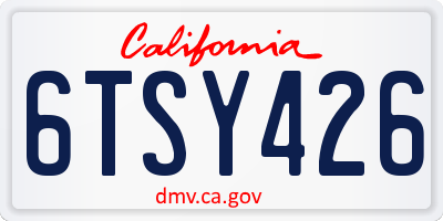 CA license plate 6TSY426