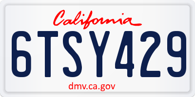 CA license plate 6TSY429