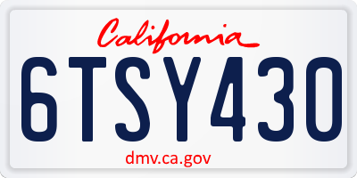 CA license plate 6TSY430