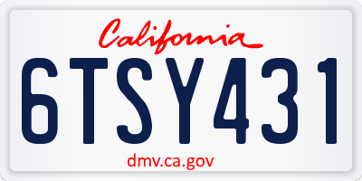 CA license plate 6TSY431