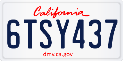 CA license plate 6TSY437