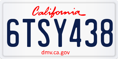 CA license plate 6TSY438