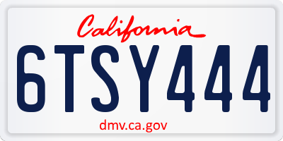 CA license plate 6TSY444