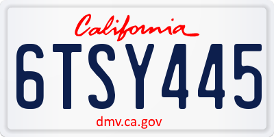 CA license plate 6TSY445