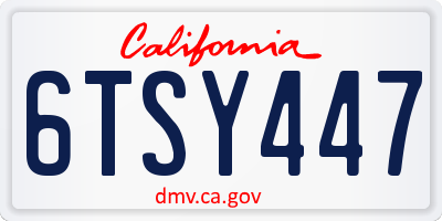 CA license plate 6TSY447