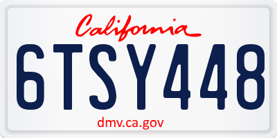 CA license plate 6TSY448