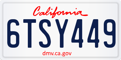 CA license plate 6TSY449