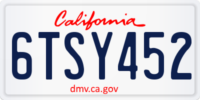 CA license plate 6TSY452