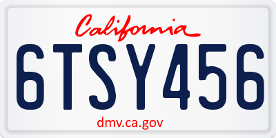 CA license plate 6TSY456