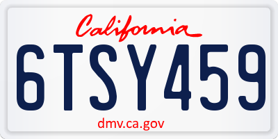 CA license plate 6TSY459