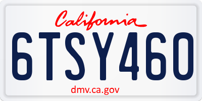 CA license plate 6TSY460