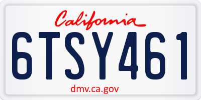 CA license plate 6TSY461