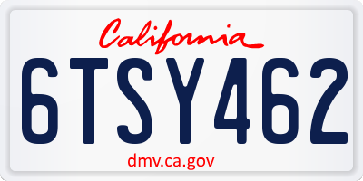 CA license plate 6TSY462