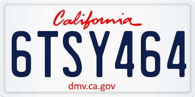 CA license plate 6TSY464