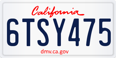 CA license plate 6TSY475