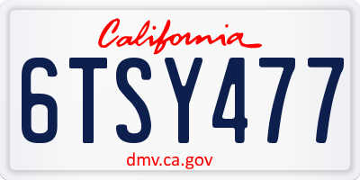 CA license plate 6TSY477