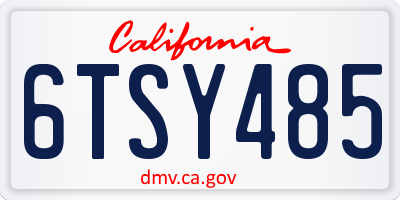 CA license plate 6TSY485
