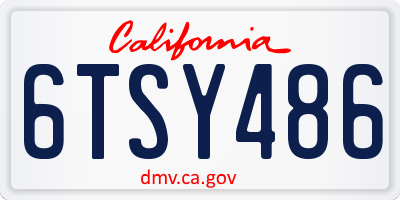 CA license plate 6TSY486