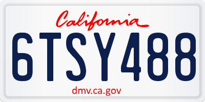 CA license plate 6TSY488
