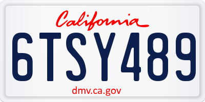 CA license plate 6TSY489