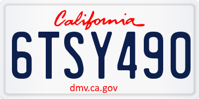 CA license plate 6TSY490
