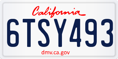CA license plate 6TSY493