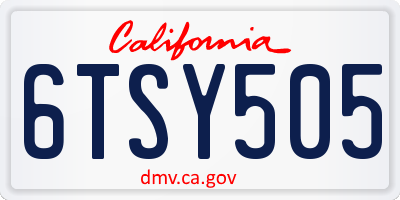 CA license plate 6TSY505